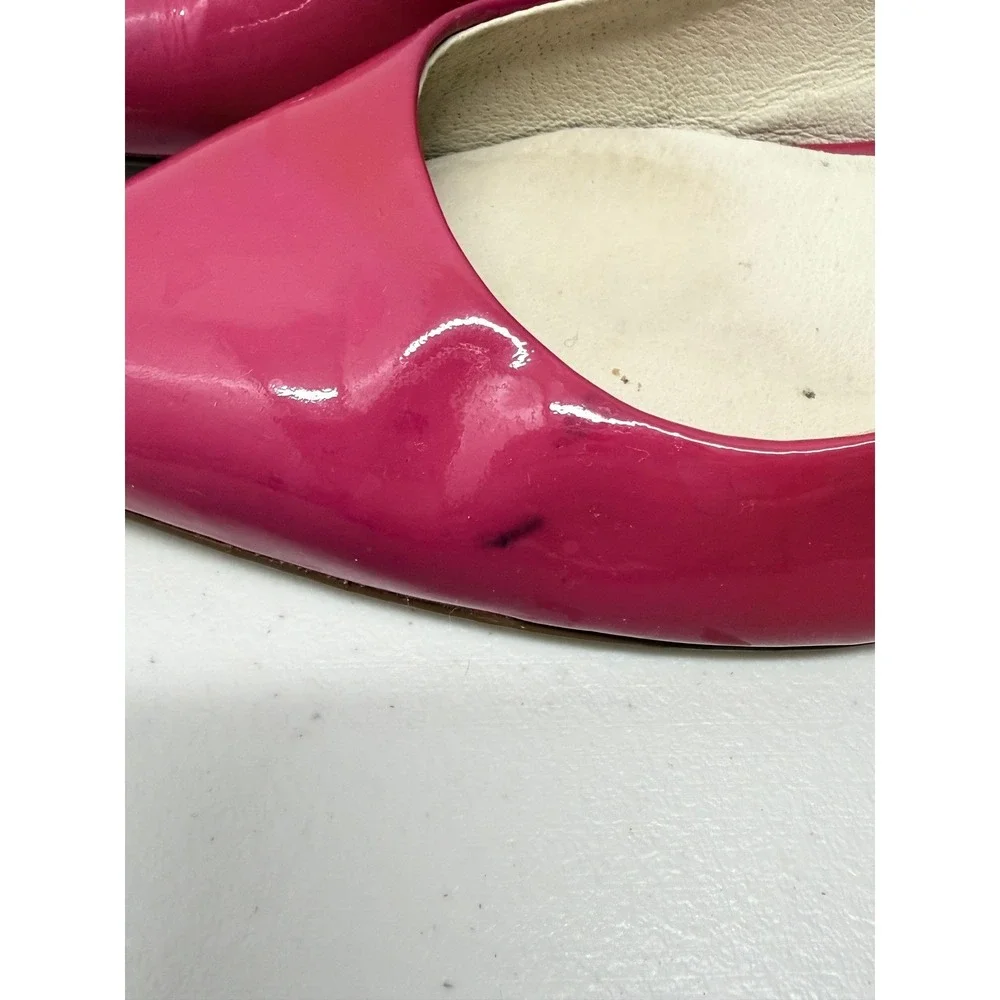 Michael Kors Pink Patent Leather Pointed Toe Slingback Kitten Heel Pumps 8 M
